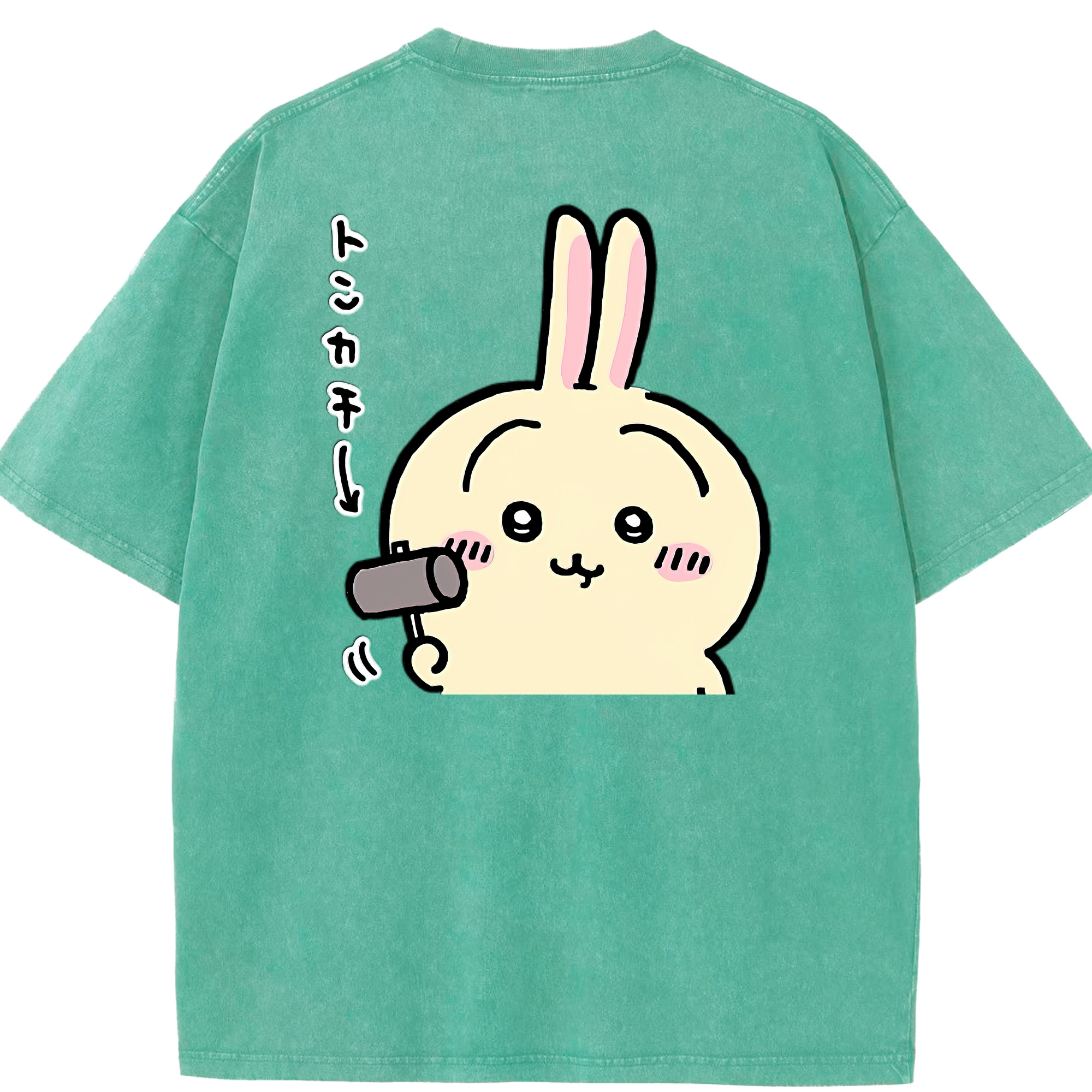 （画像用） ちいかわ うさぎ Chii-kawa usagi 綿100% ヴィンテージ風 半袖Tシャツ（背面プリント）